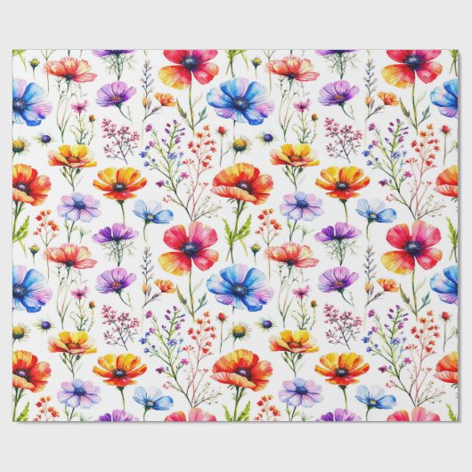 Sommerliche Wildblume Geschenkpapier (Flach)
