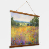 Sommerliche Wildblume Tal Landschaft Blumen Kunst Wandteppich Mit Holzrahmen (Gewinkelt)