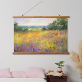 Sommerliche Wildblume Tal Landschaft Blumen Kunst Wandteppich Mit Holzrahmen (Schlafzimmer)