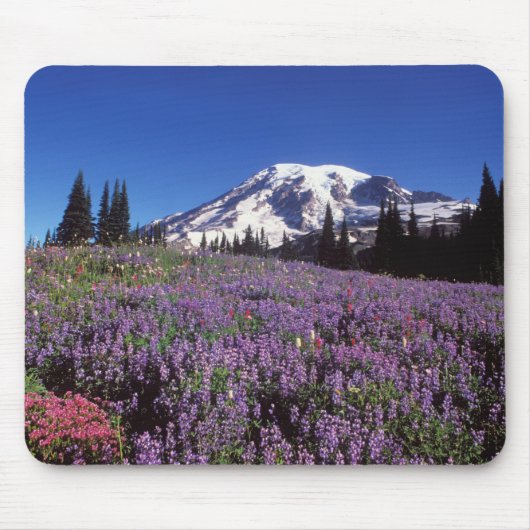 Sommerliche Wildblumen am Fuße des Berges Rainier, Mousepad (Vorne)