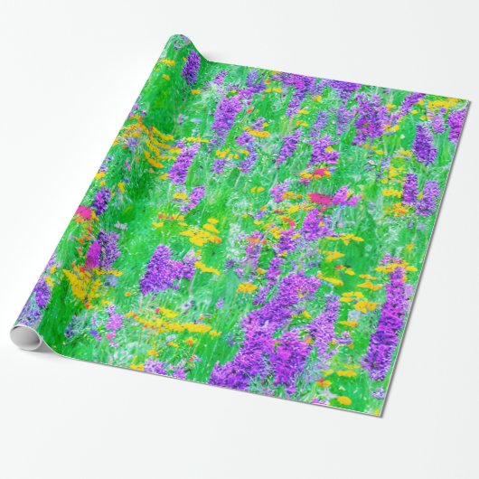 Sommerliche Wildblumen auf einem grünen Feld Geschenkpapier (Ungerollt)