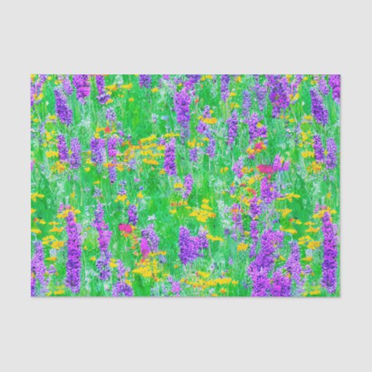 Sommerliche Wildblumen auf einem grünen Feld Seidenpapier (Vorderseite)