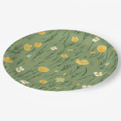 Sommerliche Wildblumen auf Grün Pappteller (Schrägansicht)