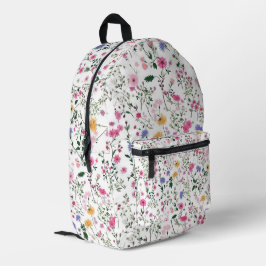 Sommerliche Wildblumen auf Weiß Bedruckter Rucksack