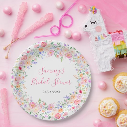 Sommerliche Wildblumen Blumenkohl Brautparty Pappteller (Party)