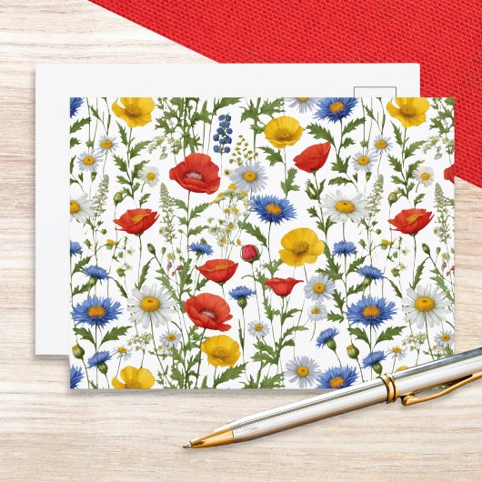 Sommerliche Wildblumen farbenfroh Postkarte