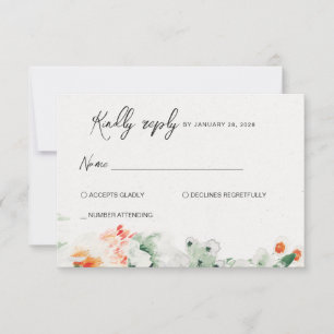 Sommerliche Wildblumen grün & orange RSVP Karte