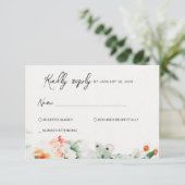 Sommerliche Wildblumen grün & orange RSVP Karte (Stehend Vorderseite)