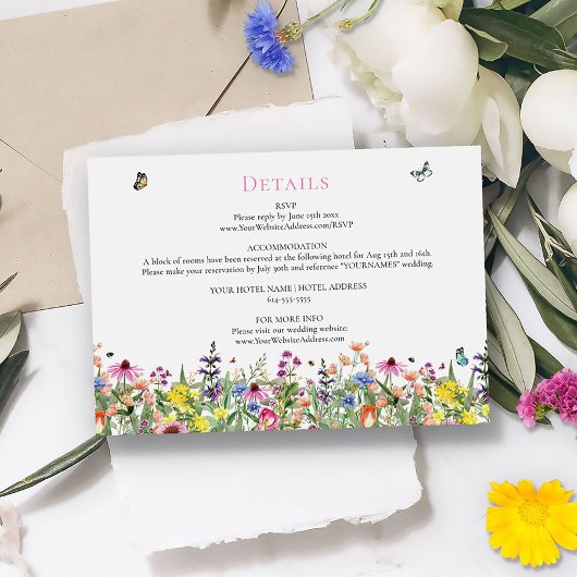 Sommerliche Wildblumen - Hochzeitdetails Begleitkarte