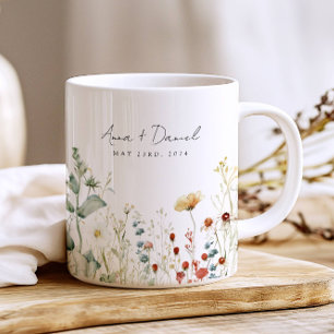 Sommerliche Wildblumen-Hochzeitsgunst Kaffeetasse