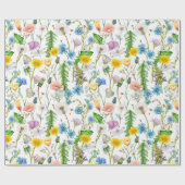 Sommerliche Wildblumen mit Libellen Geschenkpapier (Flach)