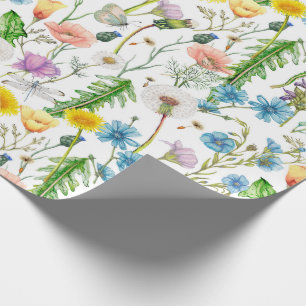 Sommerliche Wildblumen mit Libellen Geschenkpapier