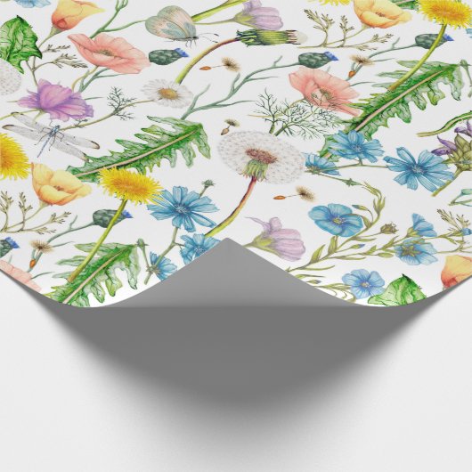Sommerliche Wildblumen mit Libellen Geschenkpapier (Ecke)