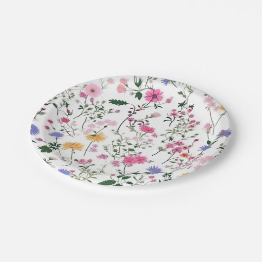 Sommerliche Wildblumen Pappteller (Schrägansicht)