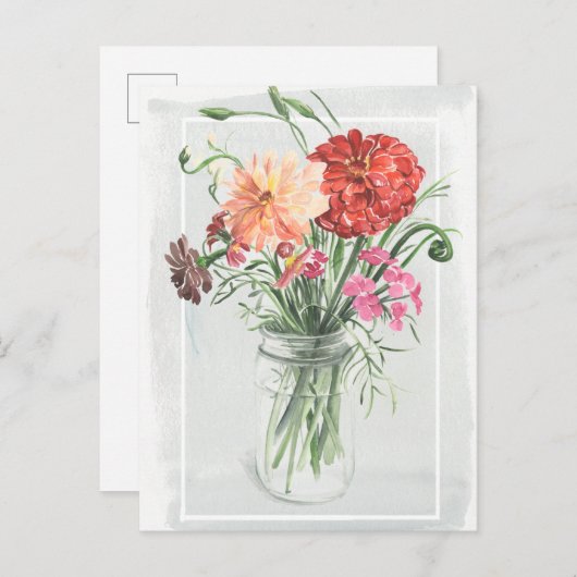 Sommerliche Wildblumen - Pinks und Reds Postkarte (Vorne/Hinten)