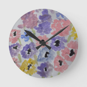 Sommerliche Wildblumen Runde Wanduhr