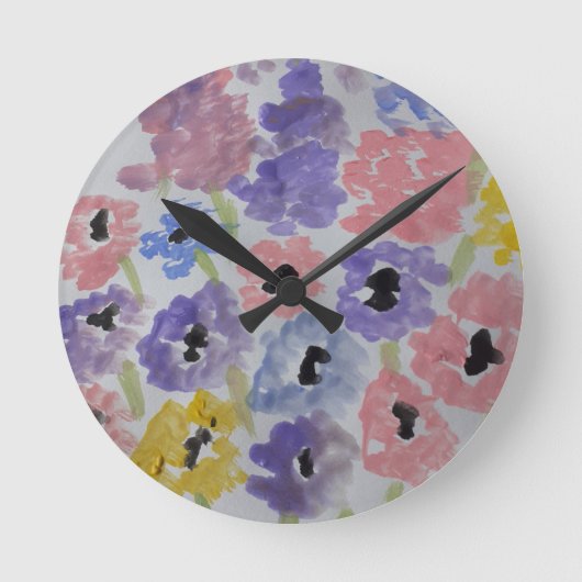 Sommerliche Wildblumen Runde Wanduhr (Vorderseite)