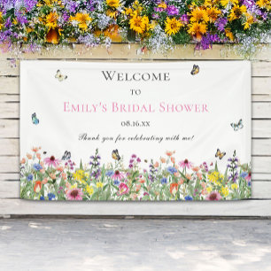 Sommerliche Wildblumen & Schmetterlinge Brautparty Banner