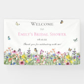 Sommerliche Wildblumen und Schmetterlinge Brautpar Banner (Horizontal)