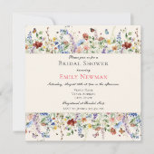 Sommerliche Wildblumen und Schmetterlinge Brautpar Einladung (Vorderseite)