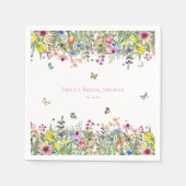 Sommerliche Wildblumen und Schmetterlinge Brautpar Serviette (Vorderseite)