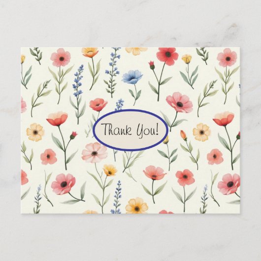 Sommerliche Wildblumen Vielen Dank Postkarte (Vorderseite)
