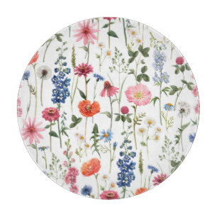 Sommerliche Wildblumen, wasserfarbenes nahtloses M Schneidebrett