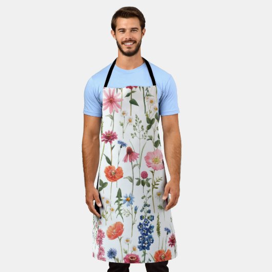 Sommerliche Wildblumen, wasserfarbenes nahtloses M Schürze (Getragen)