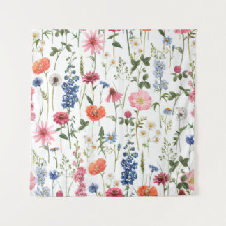 Sommerliche Wildblumen, wasserfarbenes nahtloses M Wandteppich