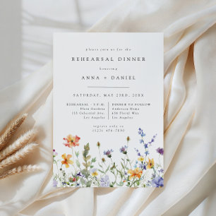 Sommerliche Wildblumengarten-Hochzeitsprobe-Dinner Einladung
