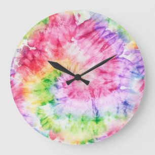 Sommerliche Wirbel: Pastellfarbene Krawatte-Muster Große Wanduhr