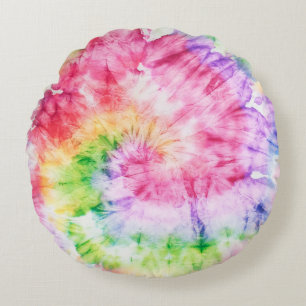 Sommerliche Wirbel: Pastellfarbene Krawatte-Muster Rundes Kissen