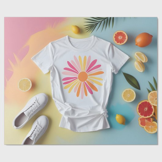 Sommerliche Zitrus-Blüten Geschenkpapier (Flach)