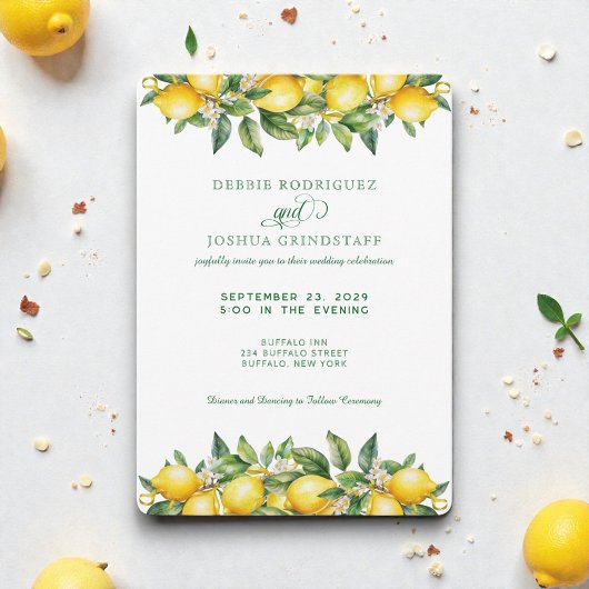 Sommerliche Zitrusfrucht-Hochzeitseinladung mit Zi Einladung