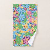 Sommerlicher 60er Blume Muster Badhandtuch Set (Handtuch)