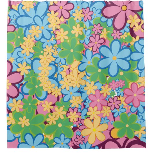 Sommerlicher 60er Blume Muster Duschvorhang (Vorderseite)