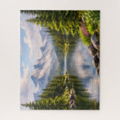 Sommerlicher Bergsee-Reflexionspuzzle Puzzle (Vertikal)