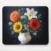 Sommerlicher Blumenstrauß in einer Vase Mousepad (Vorne)