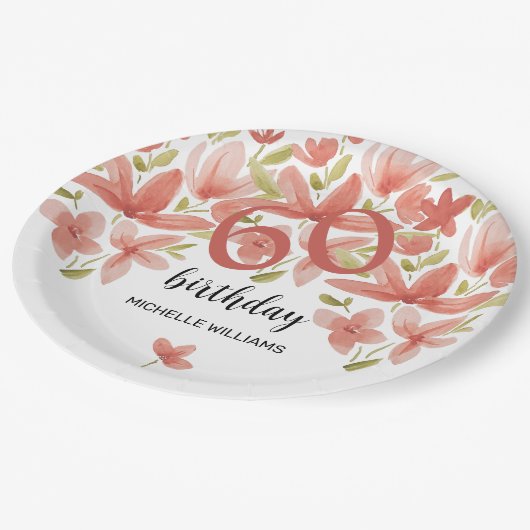 Sommerlicher Garten Wasserfarbe Pappteller (Schrägansicht)