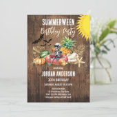 Sommerlicher Geburtstagsparty Sommer und Halloween Einladung (Stehend Vorderseite)