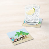 Sommerlicher glücklicher Sommer am Strand Rechteckiger Pappuntersetzer (Vor Ort)