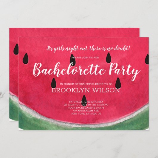 Sommerlicher Junggeselinnen-Abschied Einladung Wat (Vorne/Hinten)