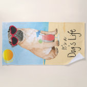 Sommerlicher Mops Strandtuch (Vorderseite)