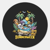 Sommerlicher Sommer Halloween Urlaubsstrand Runder Aufkleber (Vorderseite)