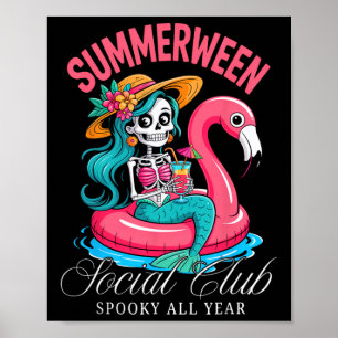Sommerlicher Sozialklub Spooky Ganzjährig Skelett Poster