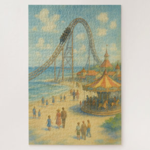 Sommerlicher Spaß Wassercolor Beach Vergnügungspar Puzzle