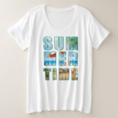 Sommerlicher Text mit Big Letters Beach-23430 Große Größe T-Shirt (Design vorne)