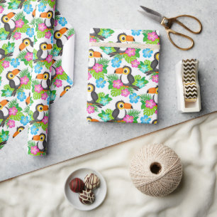 Sommerlicher tropischer Tukan und Blumenmuster Geschenkpapier