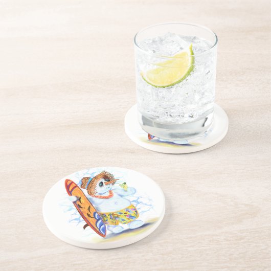 Sommerlicher Untersetzer Snowman Surfer Fun (Seite)