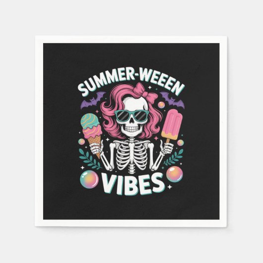 Sommerlicher Vibes Skeleton Urlaub Halloween Serviette (Vorderseite)